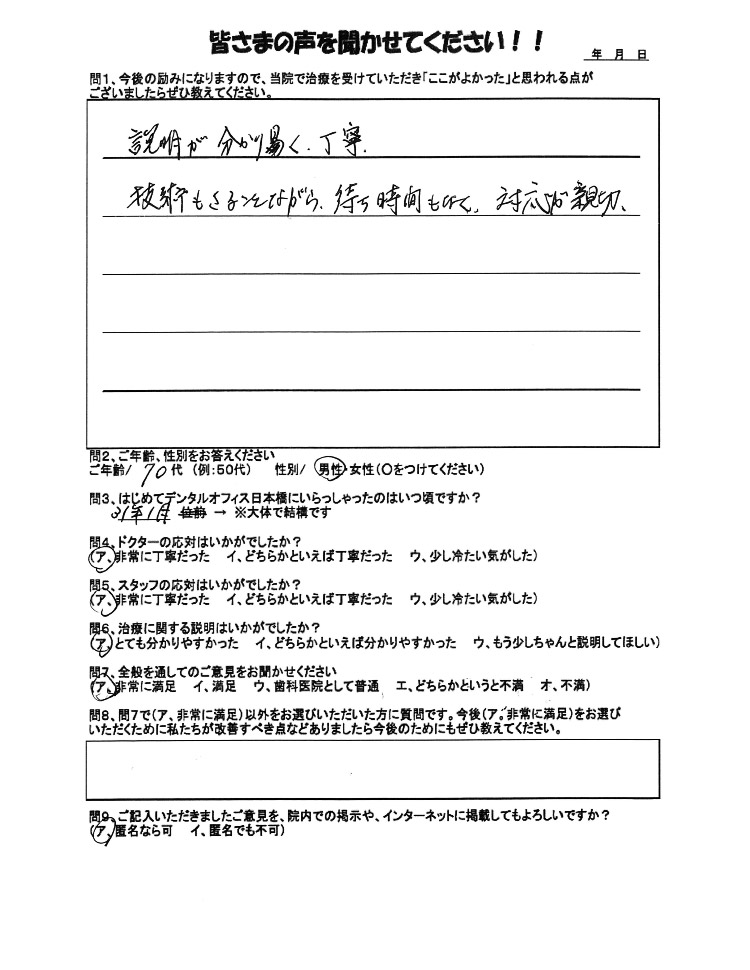 70代男性のお手紙の写真