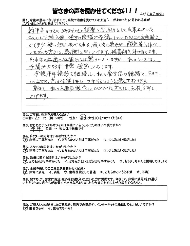 60代男性のお手紙の写真
