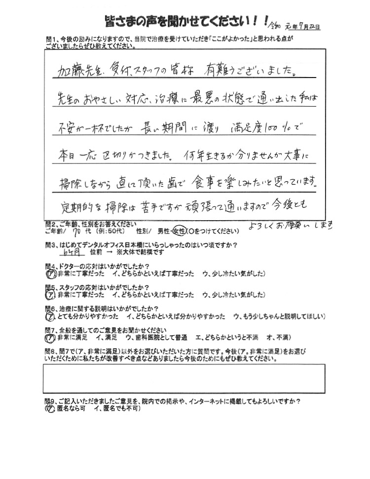 70代女性のお手紙の写真