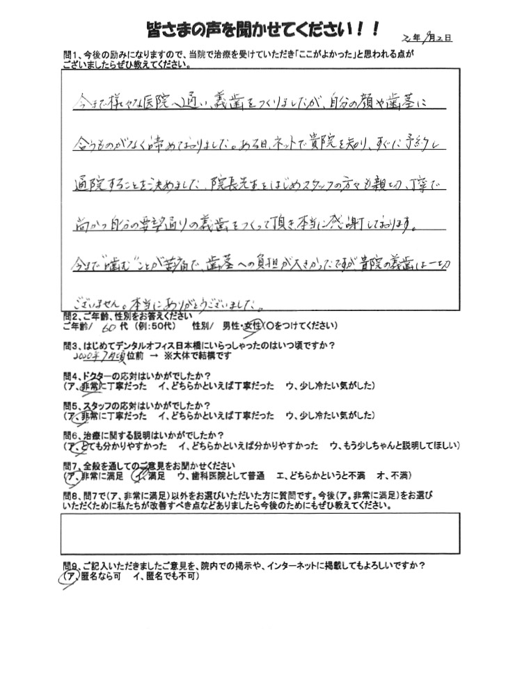 60代女性のお手紙の写真