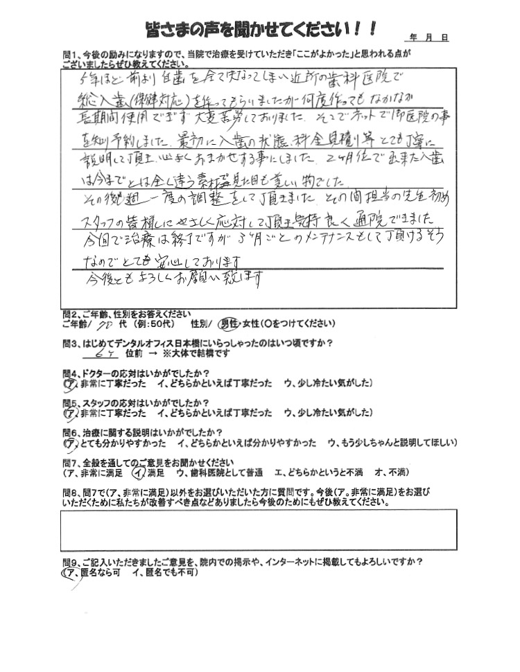 70代男性のお手紙の写真